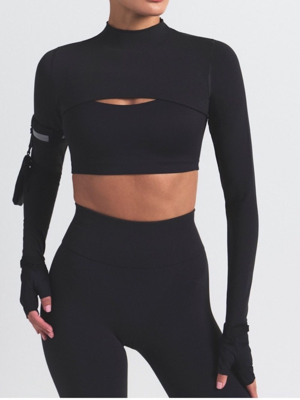 SKIMS NIKE VINTAGE SEAMLESS LONG SLEEVE SHRUG OBSIDIAN S M